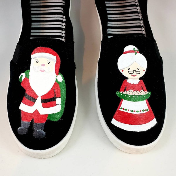 Hand PAINTED CHRITSMAS SHOES, Santa and Mrs. Clause Shoes, Baby/Toddler, Child/Youth , and Women's Sizes