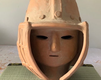 Japanische Haniwa Krieger Kopf Selten, Mashiko, Ton