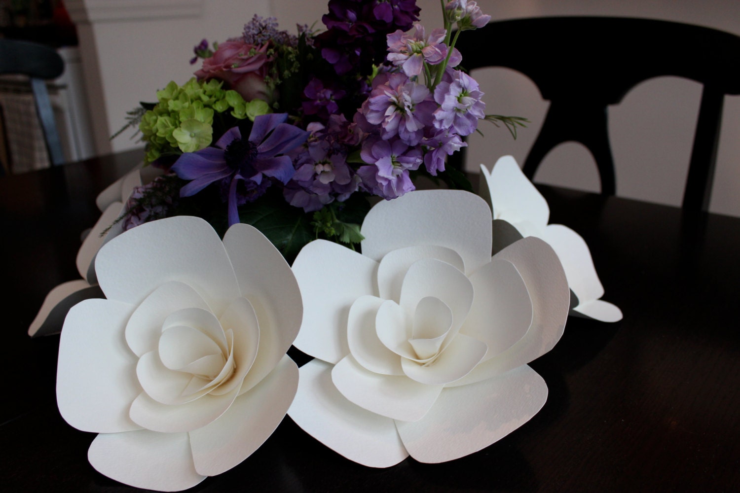 Set of 5 white paper flowers 7 Etsy