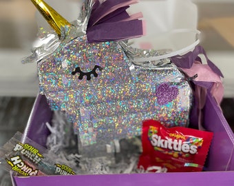 FILLED Mini Unicorn Piñata Care Package, Birthday Gift, Candy Lover, Unicorn Party, Sending Cheer, gift for bestie, Disco Party, Party Favor