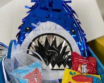 FILLED Mini Shark Piñata - Candy lover, Unique Summer Camp Care Package- birthday gift - summer pool party - Shark lover - tween counselor
