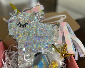 Mini Unicorn Piñata FILLED with Candy, Care Package, Camp Care Package, Pastel Party, Disco Party, Gift for friend, co-worker, girl, bestie