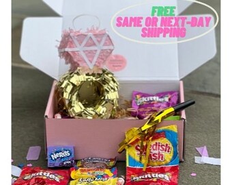 Mini Ring Piñata FILLED with Candy - Unique Engagement Gift - Celebrate - Wedding - Bridal Shower - Bachelorette - Affordable - She said yes