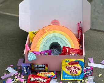 Rainbow Care Package Candy FILLED Pinata Just Because Gift, Thinking of You, Sending Cheer, Mental Health Boost, Get Well Soon Candy bouquet