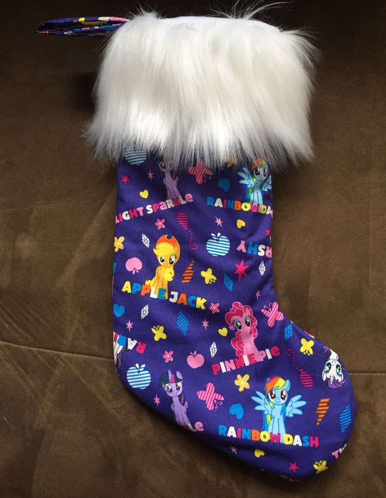 My Little Pony Christmas Stocking Purple Main Six Ponies and Names