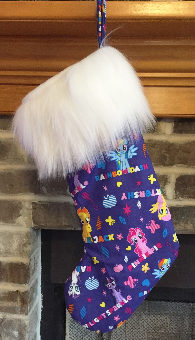 My Little Pony Christmas Stocking Purple Main Six Ponies and Names