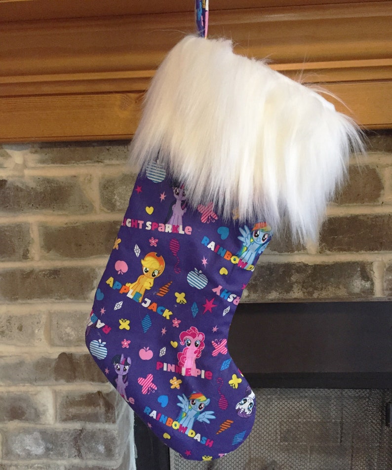 My Little Pony Christmas Stocking Purple Main Six Ponies and Names