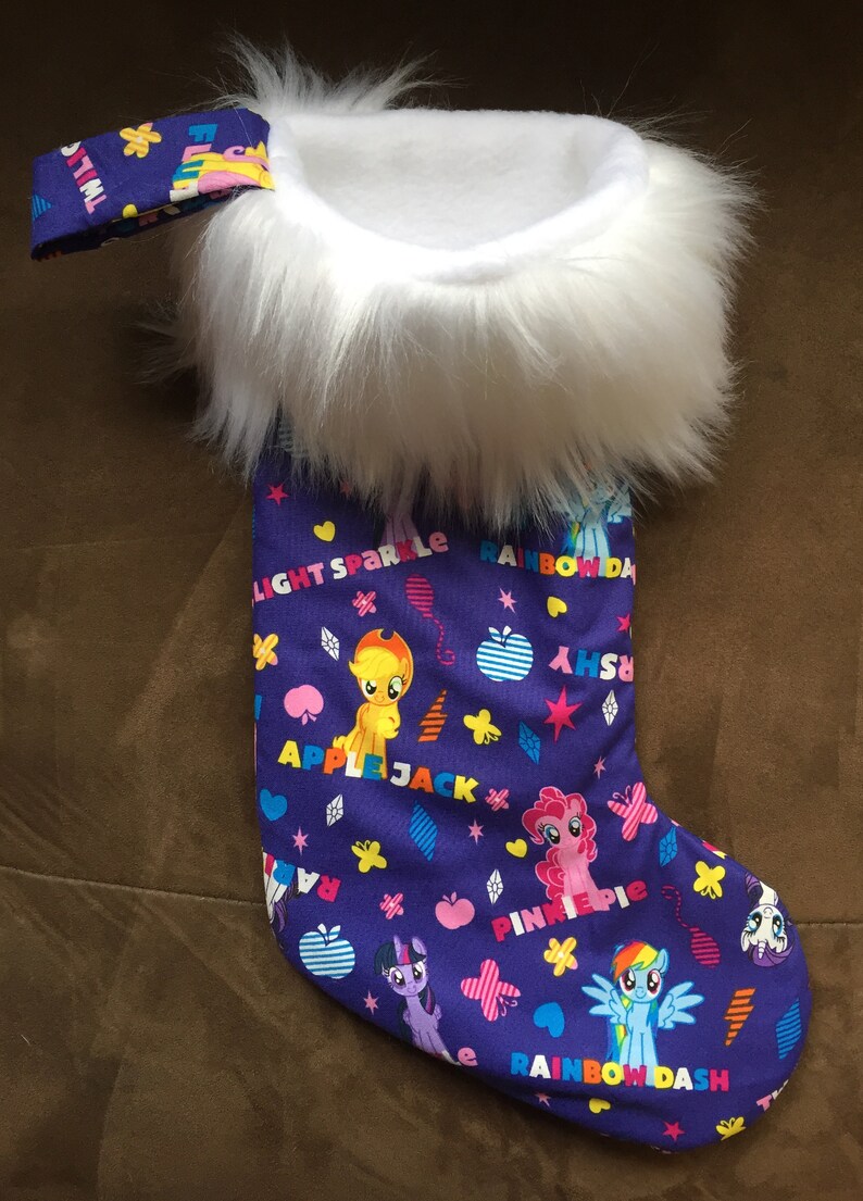 My Little Pony Christmas Stocking Purple Main Six Ponies and Names