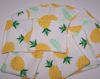 Pineapple Washable Makeup Remover Pads, Reusable Facial Rounds, Bundle of 12