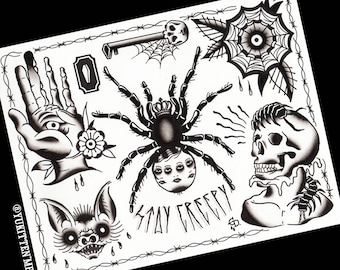 Halloween Tattoo Flash Print 11 x 14 inches