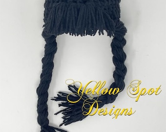 Wednesday Inspired wig hat with Braids