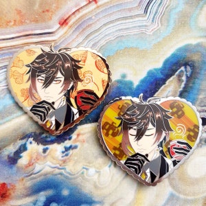 CLEARANCE** Genshin Heart Enamel Pin Series - Zhongli Morax Rex Lapis