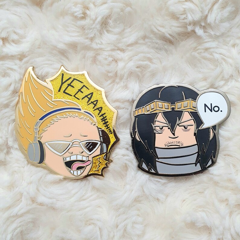 Eraserhead and Present Mic Enamel Pins Etsy