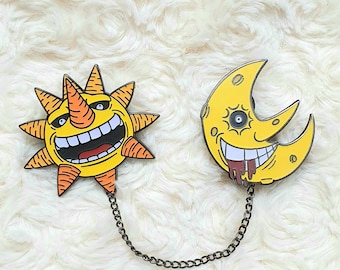 Sun and Moon Chain Enamel Pins Soul Eater
