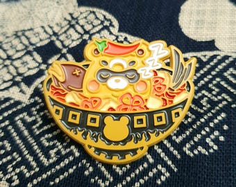Guoba Sleeping in Wanmin Restaurant's Boiled Fish Stew Enamel Pin Xiangling Genshin Impact