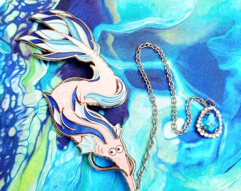 Neuvillette On a String Enamel Pin Worm on a String Genshin Impact Hydro Dragon Sovereign