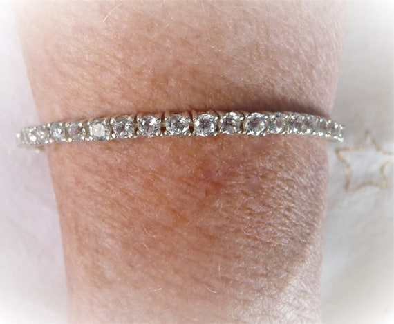 Sterling Tennis Bracelet, CZ 4mm Narrow Bracelet,