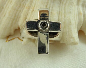 Silver Cross Ring, Sterling Christian Cross Ring, CZ Cross Ring, Beautiful Cross Ring, Made in Canada, Christian Ring Gift for Her