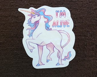 2.5" Trans Unicorn I'm Alive Sticker