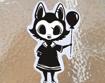 2.5" Wolf Girl Sticker | Cute Goth Skull  | Occult Horror Spooky