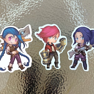 2.5&quot; Arcane Vi Caitlyn Jinx Stickers |  League of Legends Die Cut Sticker Set