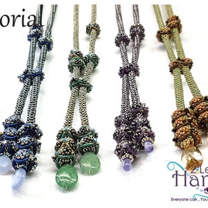 May include: Four beaded necklaces with different coloured beads and gemstone pendants. The necklaces are made with a variety of beads, including silver, blue, green, purple, and gold. The pendants are made of various gemstones, including blue, green, purple, and clear.
