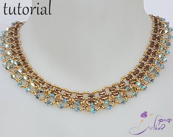 Netting necklace, Beaded necklace tutorial,  Step by step necklace tutorial,  Beadwork pattern, Beadweaving tutorials, "Ruswa" necklace