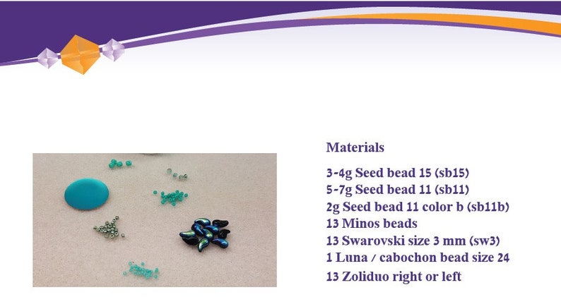 May include: A close-up of various beads and materials for jewelry making. The image includes turquoise seed beads, green seed beads, blue and black iridescent beads, a turquoise cabochon, and a small pile of silver seed beads.