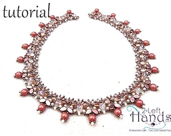 Beading patterns, Right Angle Weave necklace tutorial, Patterns for necklace, Beadwoven necklace, Beadweaving pattern, "Cabospa" necklace