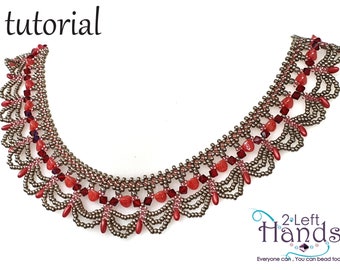 Patrones de redes de cuentas, Tutorial de collar de cuentas, Patrón paso a paso, Tutoriales de tejido de cuentas, Joyas de cuentas, Collar "Rizilos"