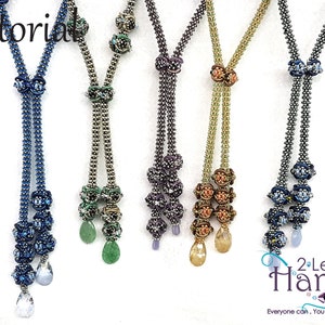 Tutorial beaded lariat, Necklace  beaded tutorial, Beading patterns pdf, Beadweaving patterns, Step by step  beading, "Creadu" lariat,