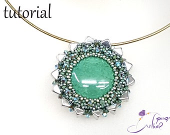 Beading tutorial, Beadwork tutorial, Bead weaving pattern, Beading pattern, Beaded pendant tutorial, Beaded pendant pattern, Sukswa pendant