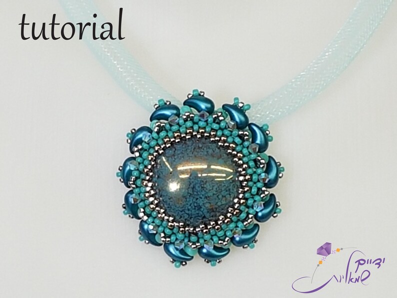 Beading tutorial, Beadwork tutorial, Beadweaving patterns, Beading patterns instruction, Beaded pendant tutorial, "Zolswa" pendant image 3