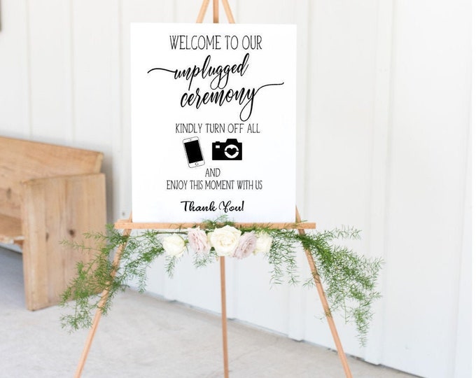 3 Sizes Unplugged Cermony Sign, Unplugged Wedding Sign, Wedding Sign, Rustic Wedding Sign, Unplugged Wedding