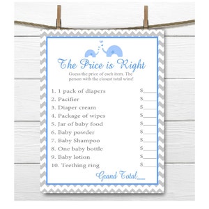 The Price is right Baby Shower Game Printable, Boy Baby Shower Games, Elephant Baby Shower