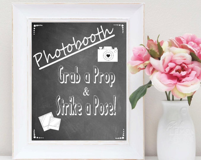 INSTANT DOWNLOAD Photo Booth Sign, Chalkboard Photo Booth Sign, Printable Wedding Signs