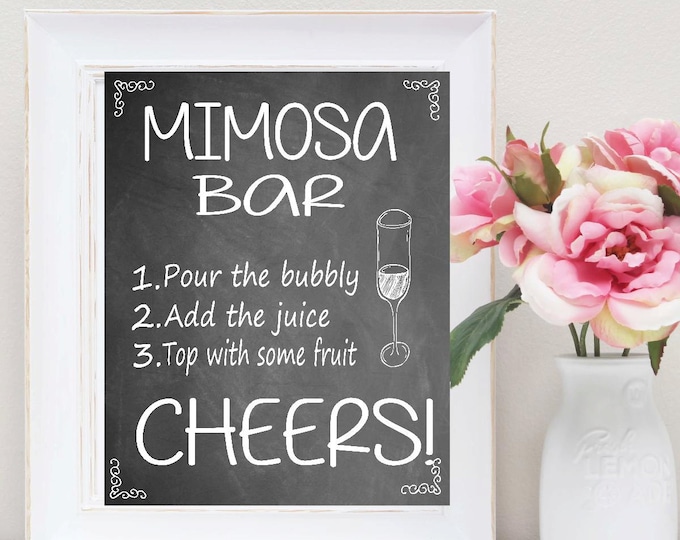 Chalkboard Mimosa Bar Printable, Mimosa Sign, Wedding Reception Bar Sign, Champagne Sign