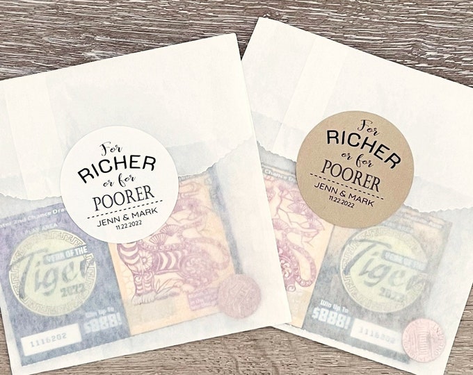 Lotto Ticket Favors, Lottery Ticket Wedding Favors, Lotto Ticket Favor Bags, For Richer or for Poorer