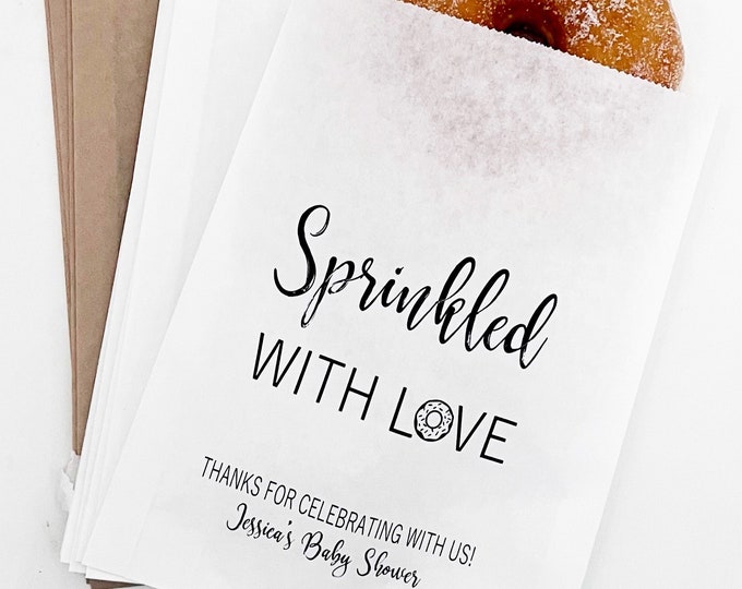 Sprinkled With Love Donut Bags, Donut Favor Bag, Donut Favors, Wedding Donut Favor, Wedding Favors, Grease Proof Favor Bag