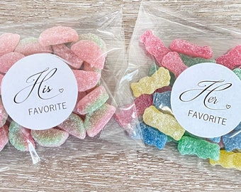 His and Her Favorite Wedding Favor Bags, Wedding Favors, Wedding Favor Bags, Wedding Labels