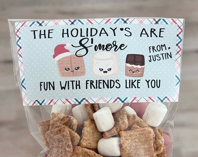 Christmas Favor Tags, Christmas Treat Tags, Holiday Treats for Classroom, Classroom Christmas Gifts, S'mores Favor Party Favors,