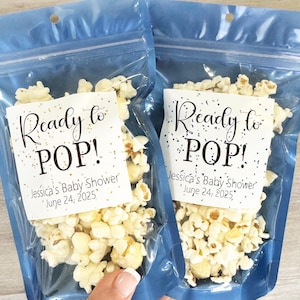 Ready to Pop Baby Shower Favor Bags – Pre-Assembled Treat Bags with Stickers – Baby Shower Favors for Guests – Gender Reveal Bags
