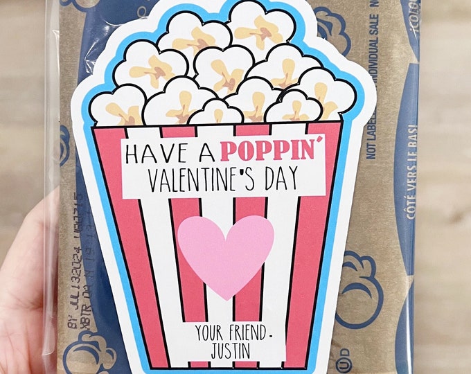 Valentine's Class Gift, Popcorn Kids Valentines, Kids Valentines, Kids Valentines Classroom Gifts, Kids Valentines Day Cards