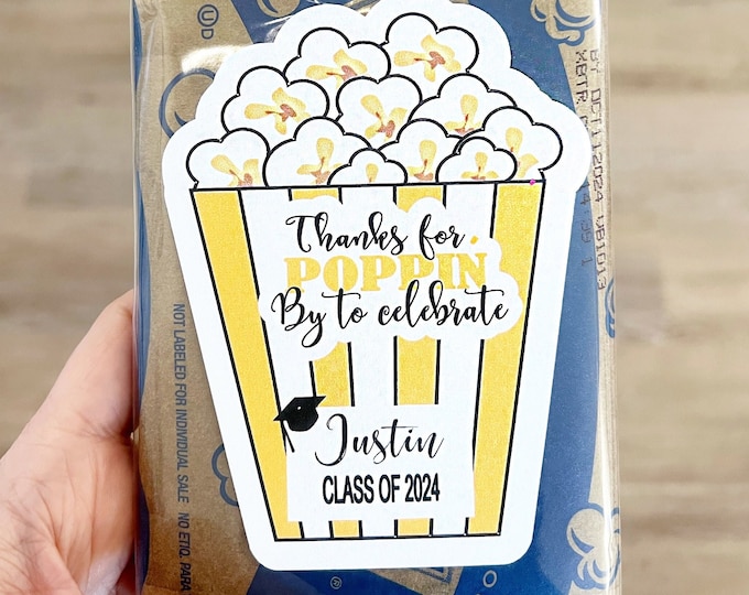 Graduation Favors, Popcorn Graduation Favors, Graduation Party Favors, Graduation Stickers