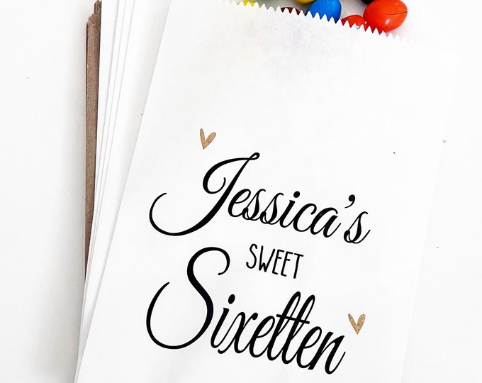 Sweet 16 Favor Bags, Sweet 16 Party Favors, Birthday Favor Bags, Favor Bags