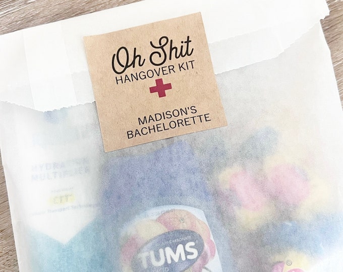 Hangover Kit, Hangover Kit Bag, Just in Case Kit, Hangover Kit Sticker, Bachelorette Party, Hangover Kit Stickers, Wedding Hangover Bag