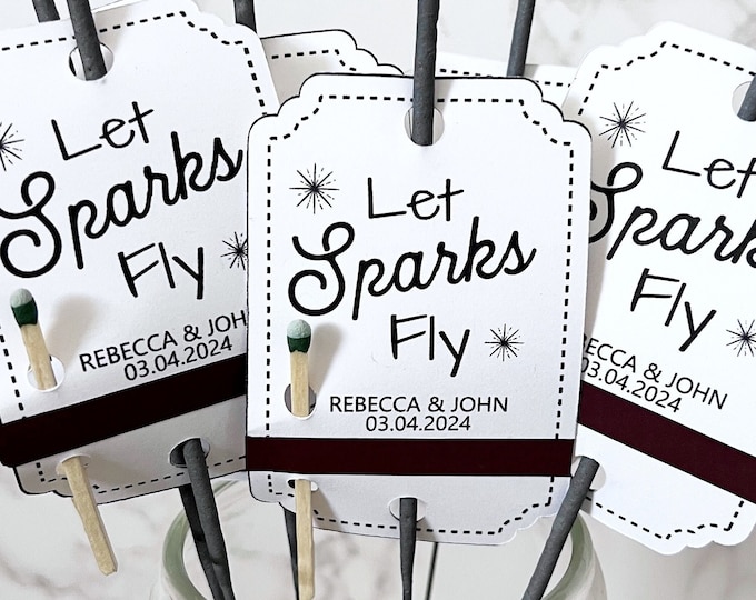 Personalized SPARKLER TAGS for wedding, Sparkler Tags, Let Sparks Fly Tags