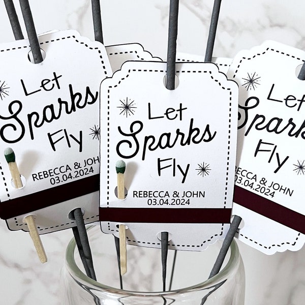 Personalized SPARKLER TAGS for wedding, Sparkler Tags, Let Sparks Fly Tags