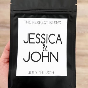 The Perfect Blend, Black Coffee Favor Bags, Coffee Wedding Favors, Coffee Favors, Coffee, Wedding Personalized Wedding Favors, Favor Bags