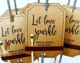 Personalized Wedding Sparkler Tags, Let Love Sparkle, Kraft or White